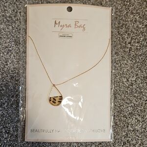 Myra Bag Gold Necklace with Brown Pendant